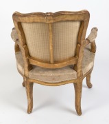 Antique Italian carved gilt armchair with brocade upholstery, 18th/19th century, 81cmhighx59cm across the arms - 4