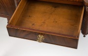 An antique Scottish tray back mahogany three drawer servery table with fine ring turnings, early 19th century, ​​​​​​​94cm high, 123cm wide, 52cm deep - 2