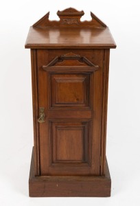 An antique English walnut pot cabinet with panelled door, late 19th century, 88cm high, 40cm wide, 35cm deep