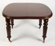 An antique English mahogany extension dining table with extension leaf and winder, circa 1860, 72cm high, 102cm wide (143cm extended), 103cm deep - 2