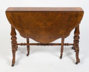 An antique English burr walnut Sutherland table, 19th century, ​​​​​​​66cm high, 91cm wide, 18cm deep (97cm extended) - 2