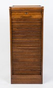 PARTRIDGE & COOPER antique oak tambour front office chest of nine drawers,&nbsp;early 20th century, 109cm high, 44cm wide,42cm deep