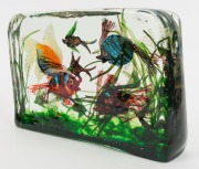 CENEDESE impressive Murano "Aquarium" glass fish block made from three layers of laminated glass, including nine fish in seaweed, by ALFREDO BARBINI, ​​​​​​​20.5cm high, 32cm wide, 7.5cm deep - 4