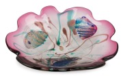 CENEDESE Murano "Aquarium" glass  fruit bowl, by ALFREDO BARBINI, with original foil label "Genuine Venetian Glass, Made In Murano, Italy", ​​​​​​​14cm high, 43cm wide - 2