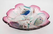 CENEDESE Murano "Aquarium" glass  fruit bowl, by ALFREDO BARBINI, with original foil label "Genuine Venetian Glass, Made In Murano, Italy", ​​​​​​​14cm high, 43cm wide - 3