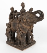 Antique War Elephant with riders and soldiers, brown glazed stoneware, Si Satchanalai, Thailand, 16th/17th century. 35cm high,&nbsp;33cm long, 19cm deep, (weight 5kg). - 2