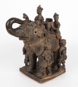Antique War Elephant with riders and soldiers, brown glazed stoneware, Si Satchanalai, Thailand, 16th/17th century. 35cm high,&nbsp;33cm long, 19cm deep, (weight 5kg). - 3