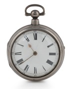 An antique English sterling silver pear cased verge fusee pocket watch, 19th century, movement engraved "Penlington, London", 7.5cm high overall