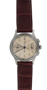 JAEGER vintage gent's chronograph wristwatch in steel case, 3.7cm wide including crown