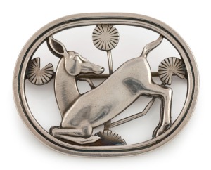 GEORG JENSEN Danish silver deer brooch, 4.5cm wide