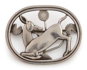 GEORG JENSEN Danish silver deer brooch, ​​​​​​​4.5cm wide