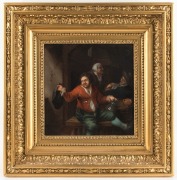 ARTIST UNKNOWN (Dutch School), (tavern scene), 19th century, oil on oak panel, ​​​​​​​20 x 20cm, 35 x 35cm overall - 2