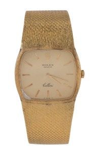 ROLEX "CELLINI" gent's wristwatch, manual movement with baton numerals, in 18ct yellow gold case and bracelet, 63 grams without the movement