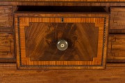 A fine antique Scottish chest of seven drawers, mahogany with ebony string inlay and satinwood cross-banding with original horn and mother of pearl inlaid knobs, original separate base with turned feet, circa 1830, 123cm high, 125cm wide, 57cm deep - 2