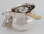 A rare silver plated campaign/travelling tea set comprising of original burner stand, hot water jug with ivory handle, strainer, cream jug and sugar pot, circa 1870, 14cm high overall - 2