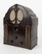 A.W.A Radiolette brown bakelite "Cathedral" mantel radio, 41cm high - 2