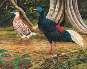 ONG SOO KEAT (Malaysian, 1941-2019), Crested Fireback Pheasants, (male and female), oil on canvas board, signed lower right "Ong Soo Keat, 1982, 60 x 75cm, 68.5 x 83.5cm overall, Provenance: Private estate collection, Melbourne.