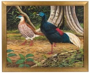 ONG SOO KEAT (Malaysian, 1941-2019), Crested Fireback Pheasants, (male and female), oil on canvas board, signed lower right "Ong Soo Keat, 1982, 60 x 75cm, 68.5 x 83.5cm overall, Provenance: Private estate collection, Melbourne. - 2