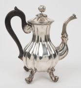 An antique French silver coffee pot with carved wooden handle, 25cm high - 2