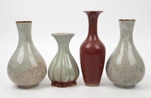 Four assorted Chinese ceramic vases, 19th and 20th century, ​​​​​​​the largest 23.5cm high