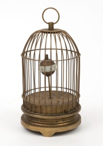 Novelty annular ring birdcage clock, early 20th century, (missing indicator arm), 13cm high