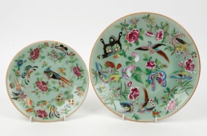 Two antique Chinese export porcelain plates, 19th/20th century, 26cm and 19cm diameter