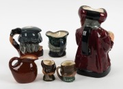 ROYAL DOULTON group of five assorted character jugs, and a "Falstaff" Toby jug, (6 items), factory marks and titles to the bases, ​​​​​​​the largest 21cm high - 2