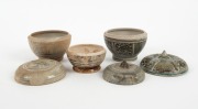 Three antique Thai ceramic circular boxes, 15th/16th century, ​​​​​​​the largest 12cm high - 2