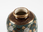 SATSUMA pair of Japanese vases with green floral motif, Meiji period, 20th century, red seal mark to base, 18cm high - 2
