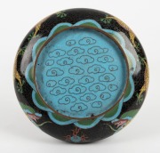 Chinese cloisonne dragon bowl and three assorted cloisonne dragon vases, (4 items), ​​​​​​​23.5cm high - 2