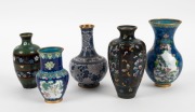 Nine assorted Chinese cloisonne vases, 19th and 20th century, ​​​​​​​the largest 17cm high - 2
