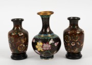 Four assorted Chinese cloisonne vases (two with stands), three napkin rings, four bowls, and a lidded box, 19th and 20th century, (12 items), ​​​​​​​the largest vase 15cm high - 4