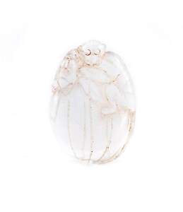Antique Chinese rock crystal ornament of a monkey & peach. 6 x 4cm