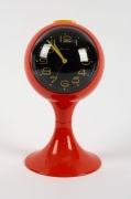 BLESSING West German vintage orange plastic battery powered pedestal desk clock, circa 1960, ​​​​​​​22cm high - 2