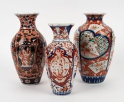Three antique Imari porcelain baluster shaped vases, 19th century, ​​​​​​​the largest 25cm high - 2