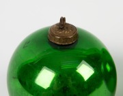 WITCHES BALLS, a pair of antique green glass examples, 19th century, 9cm high - 2