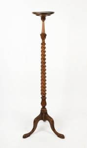 An antique mahogany torchier with barley twist column, 19th/20th century, 150cm high