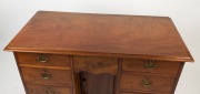 An antique English mahogany knee-hole desk with inverted break front, made in the Georgian style, mid 19th century, 82cm high, 108cm wide, 53cm deep - 2