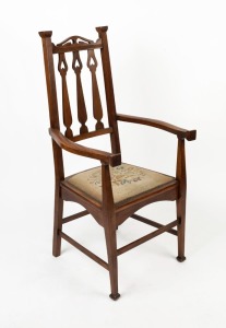 An antique English Aesthetic Movement walnut armchair, late 19th century, ​​​​​​​116cm high, 51cm across the arms