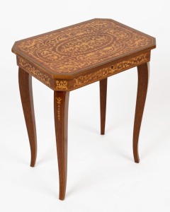 A vintage Italian musical sewing table, 20th century, 45cm high, 38cm wide, 28cm deep