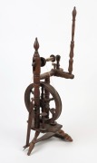 An antique turned and stained beech parlour spinning wheel, 19th century, ​​​​​​​107cm high - 2