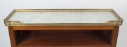 An antique French mahogany bibliotheque&nbsp;with three adjustable shelves, white Carrara marble top and pierced brass gallery, circa 1910, 105cm high, 82cm wide, 23cm deep - 2