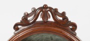 An antique English mahogany dressing mirror, serpentine plinth base with scroll feet, oval mirror with well carved supports, 19th century, ​​​​​​​93cm high, 66cm wide, 29cm deep - 3