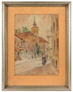 BRUNO VAVPOTIČ (1904 - 1995), (European street scene), watercolour, signed lower right (illegible), 45 x 32cm, 66 x 51cm overall - 2