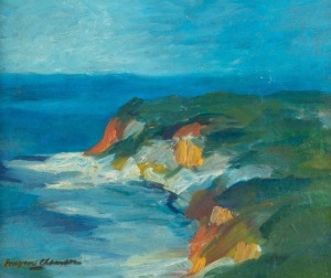 BRYSON CLEMENS, untitled coastal landscape, oil on board, signed lower left "Bryson Clemens", ​​​​​​​24 x 30cm, 43 x 47cm overall