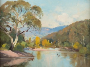 DERMONT HELLIER (1916-2006), Tumut River, New South Wales, oil on board, signed lower left "Dermont Hellier", 30 x 40cm, 40 x 50cm overall