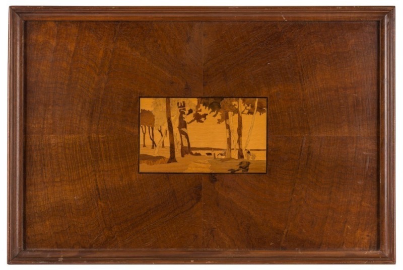 An antique marquetry timber serving tray 19th/20th century, ​​​​​​​59cm wide