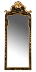 An Italian black and gilt framed mirror in the Chinese Chippendale style, late 20th century, 103 x 42cm