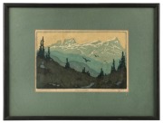 DAGMAR HOOGE (1870-1930), (two mountain scenes), woodblock prints, signed and titled in the lower margins, 22 x 29cm each, 40 x 52cm each overall - 2