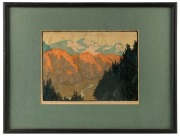 DAGMAR HOOGE (1870-1930), (two mountain scenes), woodblock prints, signed and titled in the lower margins, 22 x 29cm each, 40 x 52cm each overall - 4